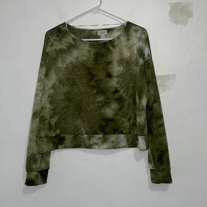 Size M Women’s Jenni Green and White Cropped Top